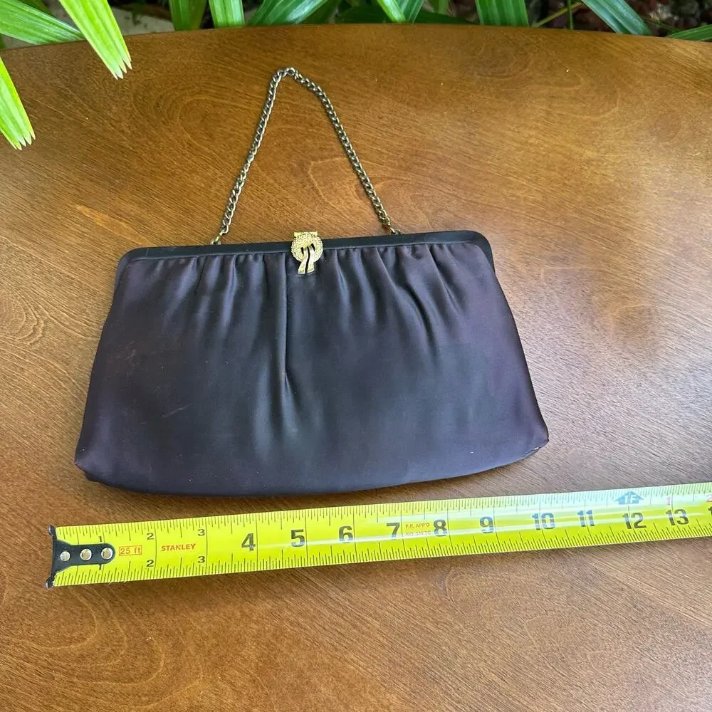 Vintage 1960s Womens Black Purple Convertible Handbag Clutch